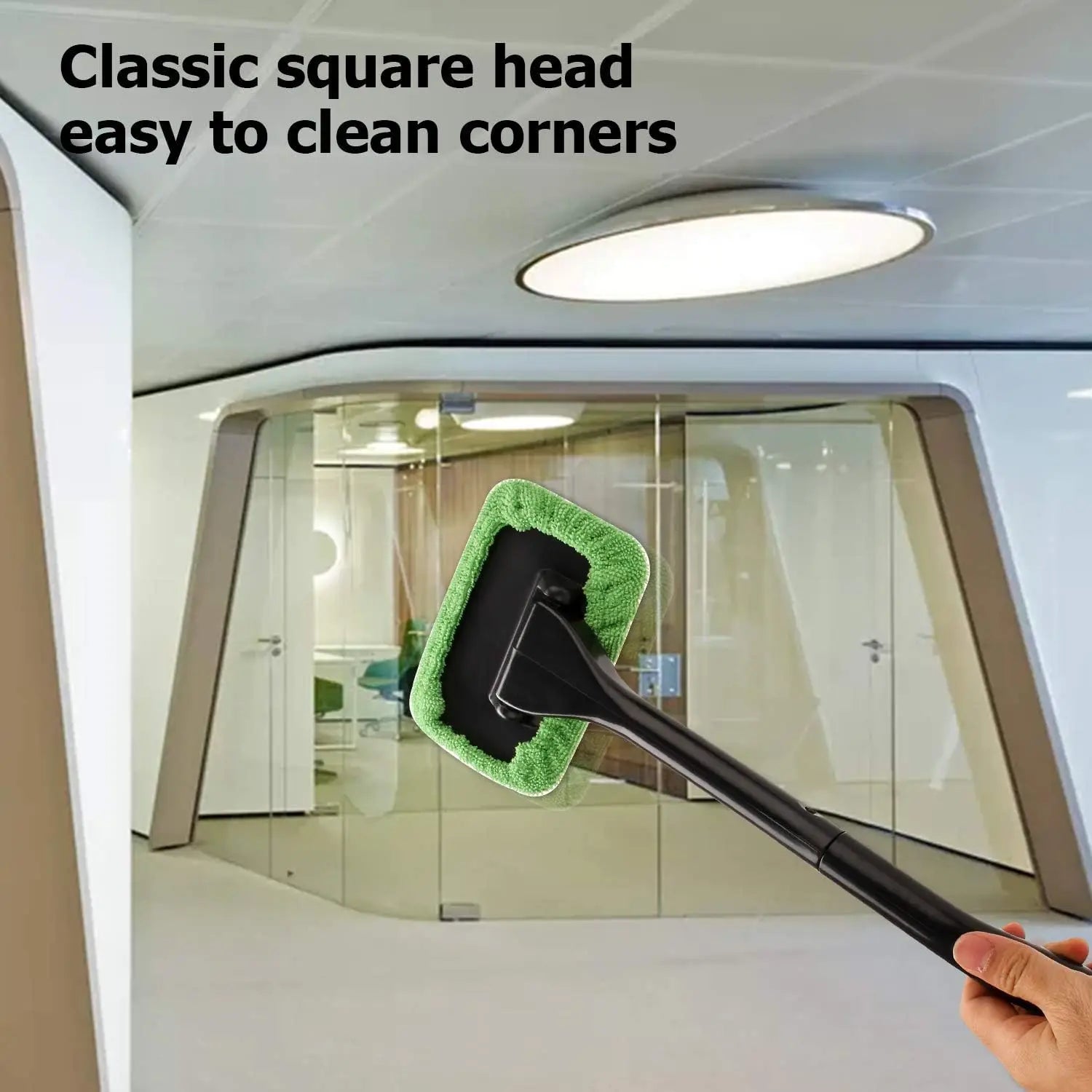 Eliteridegear windshield cleaning tool with automatic window cleaner and five reusable cloth pads for automotive interior cleaning.