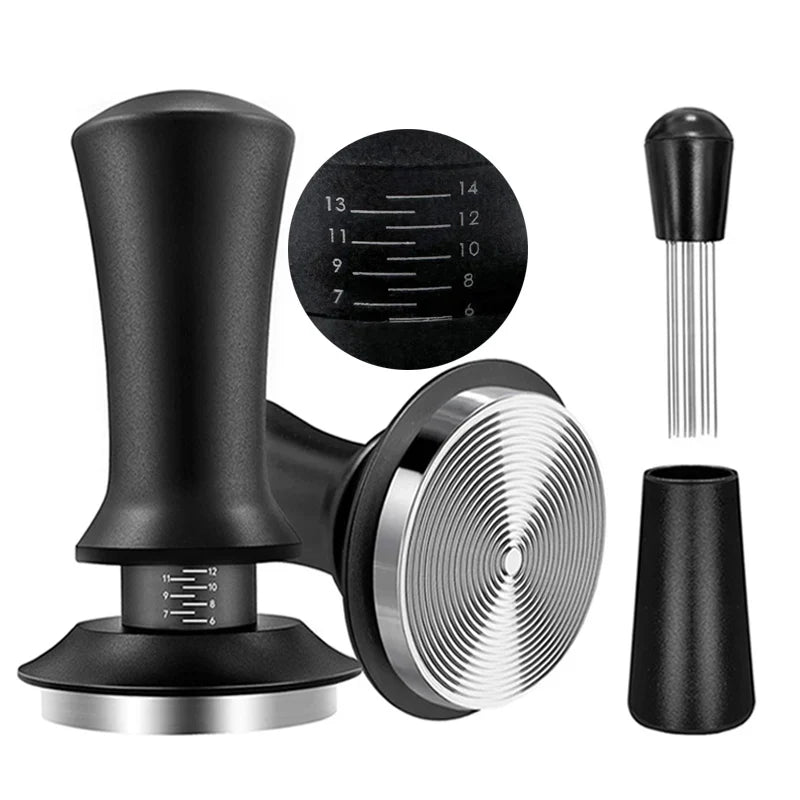 Stainless steel Adistore Coffee Tamper Spring Espresso tamping tool for even pressure on coffee grounds.