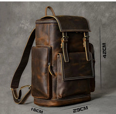 Vintage Crazy Horse Leather Men’s Hiking Backpack