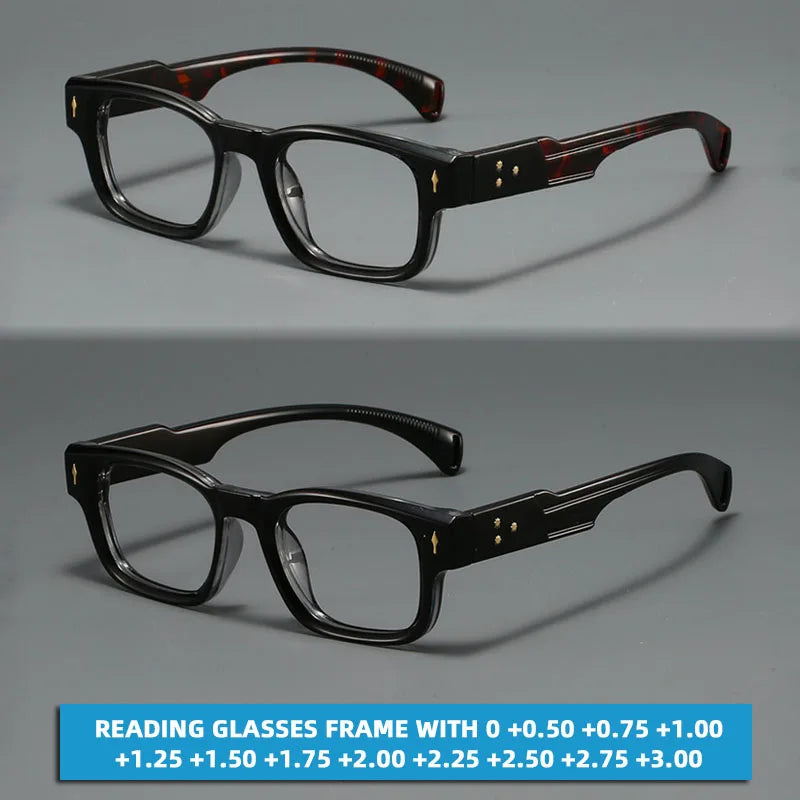 Men Square Anti Blue Light Computer Reading Glasses Frame Elderly Presbyopia Eyeglasses Spectacles +0.5+0.75+1.25+1.75+2.25+2.75
