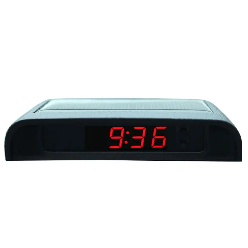 Eliteridegear portable solar car digital LCD clock displaying time and temperature on car dashboard with backlight