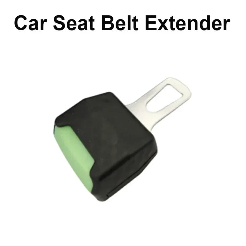 Eliteridegear car seat belt clip extender with safety lock buckle and thick insert socket for improved seatbelt fit.