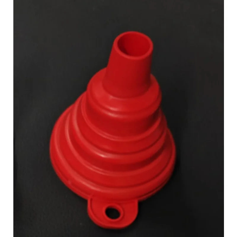 Foldable Eliteridegear funnel for fuel, beer, or oil transfer, portable kitchen accessory with collapsible design for easy storage.