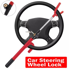 Eliteridegear anti-theft steering wheel lock mounted on a vehicle steering wheel for enhanced security and theft prevention.