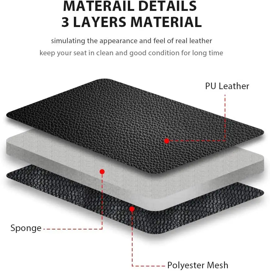 Black PVC sports car seat covers by Eliteridegear, designed for universal fit, featuring a stylish and durable appearance.