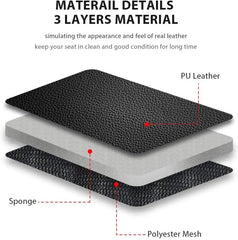 Black PVC sports car seat covers by Eliteridegear, designed for universal fit, featuring a stylish and durable appearance.