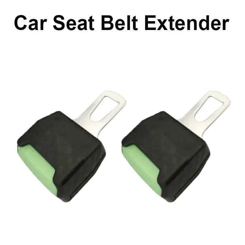 Eliteridegear car seat belt clip extender showing a thick safety buckle insert for secure seatbelt extension.