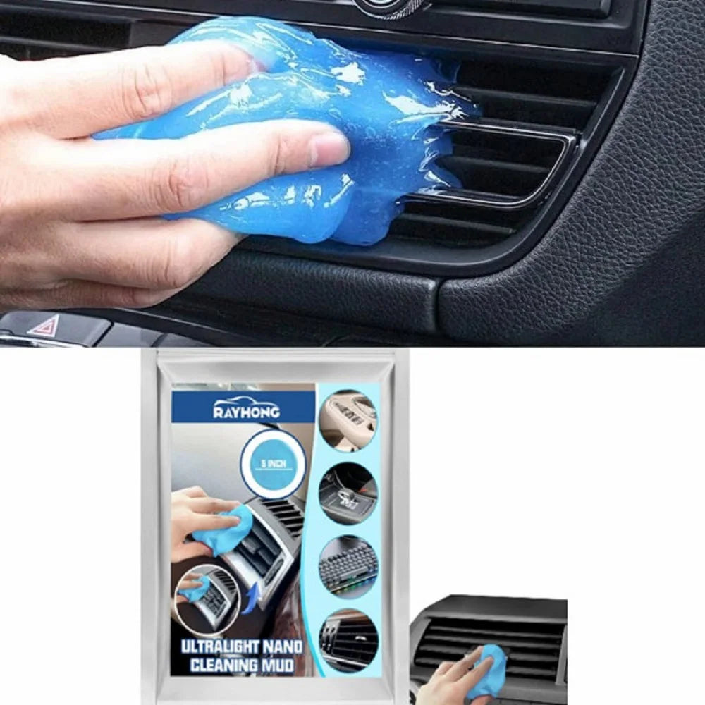 Eliteridegear car dust cleaning mud for interior air vents and dashboard, used for removing dust and debris from car surfaces.
