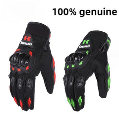 Eliteridegear Kawasaki breathable full finger motorcycle gloves with non-slip, wear-resistant design for motocross and biking.