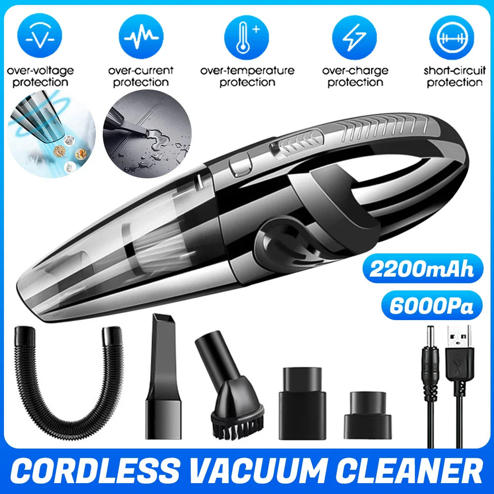 Eliteridegear wireless handheld vacuum cleaner with 12000PA strong suction, USB charging, wet and dry cordless car vacuum.