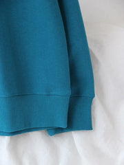 Blue Cotton Oversize Sweatshirt for Women – O-Neck Loose Pullover
