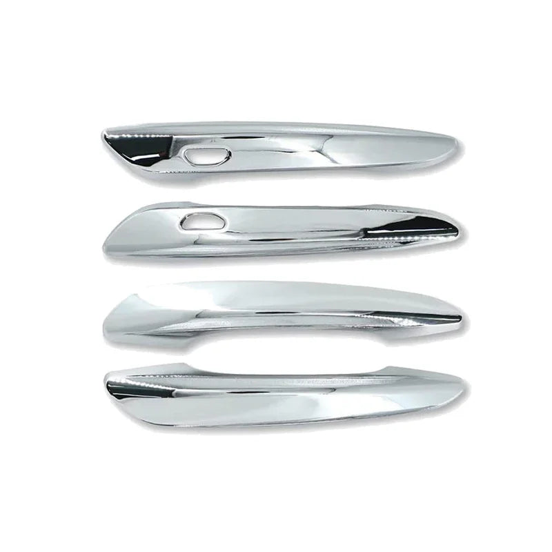 Chrome door handle cover set with ABS carbon fiber sticker styling for a sleek, modern look on vehicle door handles.