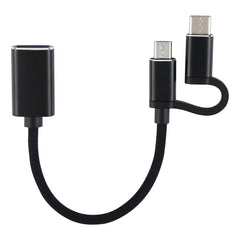 USB 3.0 Female to Micro USB + USB-C / Type-C Male Charging + Transmission OTG Nylon Braided Adapter Cable, Cable Length: 11cm, Micro USB Black, Micro USB Blue, Micro USB Red, Micro USB Silver, Micro USB  White