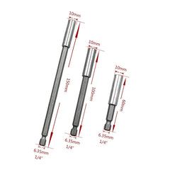 3 in 1 1/4 Electric Batch Head High Magnetism Connecting Rod Pistol Drill Extension Rod Sleeve Fast Turning Joint, Length: 60/100/150mm, 60/100/150mm Joint