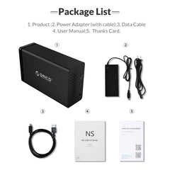 ORICO NS200RU3 2 Bay USB3.0 Hard Drive Enclosure with Raid, NS200RU3