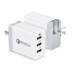 SDC-30W 2 in 1 USB to Micro USB Data Cable + 30W QC 3.0 USB + 2.4A Dual USB 2.0 Ports Mobile Phone Tablet PC Universal Quick Charger Travel Charger Set, US Plug, with Micro USB Cable, US Plug