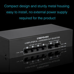 B042 4-in 2-out Power Amplifier Sound Switcher Loudspeaker Switch Distributor, 300W Per Channel Lossless Sound Quality, B042