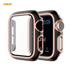 ENKAY Hat-Prince Full Coverage Electroplated PC Case + Tempered Glass Protector for Apple Watch Series 6 / 5 / 4 / SE 44mm, For Apple Watch Series 6 / 5 / 4 / SE 44mm