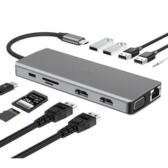 WS-04 12-in-1 Type-C Notebook Multi-function Docking Station, 12 in 1