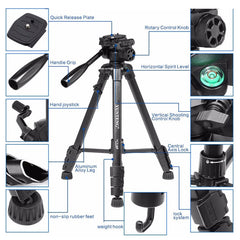 YUNTENG VCT-880 Aluminum Alloy Tripod Mount with Three-Dimensional Tripod Head, VCT-880