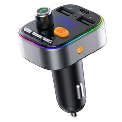 T48C Car Bluetooth 5.0 Fm Transmitter Kit Dual USB with Type-C 5V 2.4A Car Charger, T48C