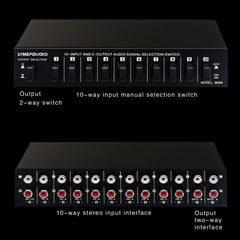 B059 10 In 2 Out / 2 In 10 Out 2-Way RCA Switch Audio Frequency Signal Select Shift Device Loudspeaker Box, B059