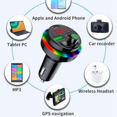 F17 3.1A Dual USB Charger Bluetooth 5.0 Car MP3 Player, F17