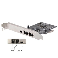 PCI-E 3 Ports 1394a 1394b Firewire Expansion Card 2 x 6 Pin + 1 x 4 Pin for Desktop PC, 1394a+1394b