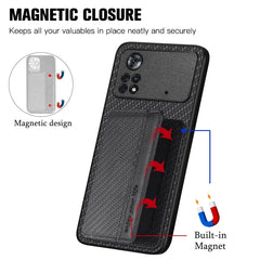 Carbon Fiber Magnetic Card Wallet Bag Phone Case, For Xiaomi Poco X4 Pro 5G, For Xiaomi Poco X5 Pro 5G, For Samsung Galaxy A22 5G, For Samsung Galaxy A32 5G
