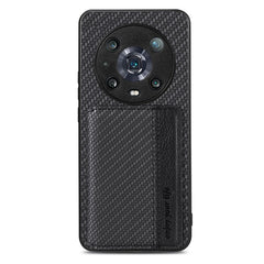 Carbon Fiber Magnetic Card Bag Phone Case, For Honor 80, For Honor Magic4 Lite, For Honor Magic5 Pro, For OPPO A16