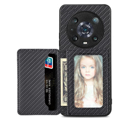 Carbon Fiber Magnetic Card Bag Phone Case, For Honor 80, For Honor Magic4 Lite, For Honor Magic5 Pro, For OPPO A16