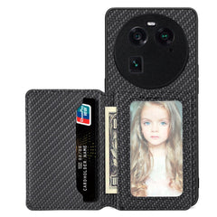 Carbon Fiber Magnetic Card Bag Phone Case, For OPPO Find X6, For OPPO Reno5 5G, For OPPO Reno7 5G, For OPPO Reno8 T 4G