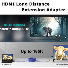 HDMI Extender 165ft Audio Video 1080P Over Cat5 Cat6 Ethernet Cable Transmit Lossless Signal HDMI Long Distance Extension Adapter