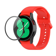 JUNSUNMAY Silicone Adjustable Strap + Full Coverage PMMA Screen Protector Kit, For Samsung Galaxy Watch4 40mm