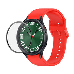 JUNSUNMAY Silicone Adjustable Strap + Full Coverage PMMA Screen Protector Kit, For Samsung Galaxy Watch6 Classic 47mm
