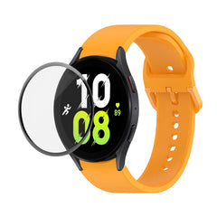 JUNSUNMAY Silicone Adjustable Strap + Full Coverage PMMA Screen Protector Kit, For Samsung Galaxy Watch5 44mm