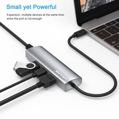 WAVLINK WL-UHP3408 USB HUB Adapter 4-in-1 Type-C to HD + 2xUSB3.0 + Gigabit RJ45 Docking Station, UHP3408
