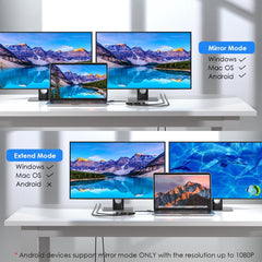 WAVLINK WL-UG69DH2 Dual Monitor USB+Type-C to Dual 4K HD DisplayPort Adapter Splitter, WL-UG69DH2