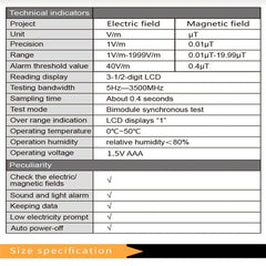 RZ825 Electromagnetic Radiation Tester Portable Digital Liquid Crystal Electromagnetic Field EMF Meter Measuring Instrument For Computer Mobile Phone, RZ825