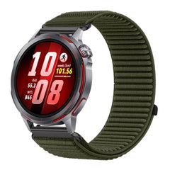 Woven Nylon Hook And Loop Fastener Metal Interface Watch Band, For Huawei Watch GT Runner 2