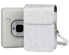 Richwell Brushed Camera Case PU Leather Case for Fujifilm Instax Mini Liplay Instant Camera, Black, White, Gold