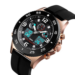 SKMEI 1538 Multi-Function Time Large Dial Steel Belt Men  Casual Sports Electronic Watch