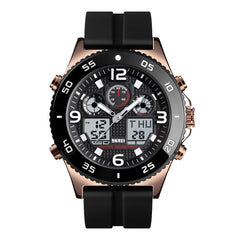 SKMEI 1538 Multi-Function Time Large Dial Steel Belt Men  Casual Sports Electronic Watch