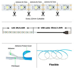 WIXOLighting USB LED Strip Lights 5m Warm White Living Room