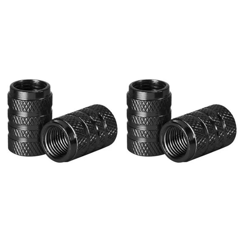 Set of 4 aluminum car wheel tire valve stem caps with dust covers, compatible with various vehicle tires, by Eliteridegear.