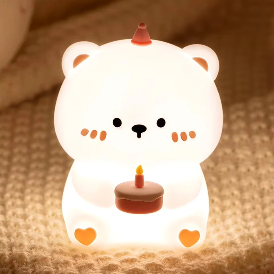 Cute bunny cartoon night light from shopxpress.uk, USB rechargeable with touch dimming for children’s bedside sleep comfort.