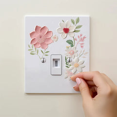 Flower Light Switch Sticker – Waterproof Bedroom Decor