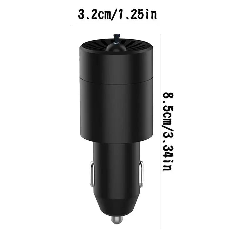 Eliteridegear mini car air purifier with negative ion deodorization, portable 12V travel essential for clean, fresh air in vehicles.