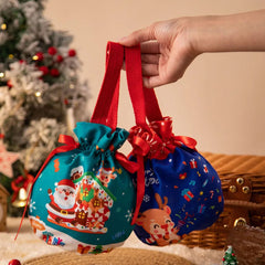 Festive Christmas Gift Bag Drawstring Pouch For Parties