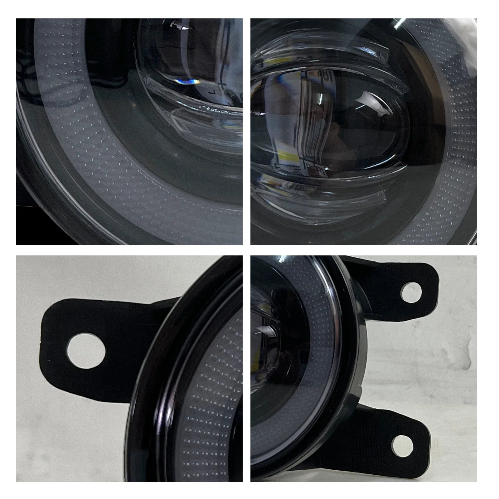 Eliteridegear Angel Eye Fog Lights with LED bulbs, featuring dynamic daytime running lights for car visibility and style.